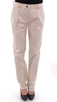 Thumbnail for Elegant Beige Regular Fit Cotton Pants