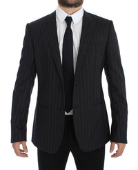 Thumbnail for Chic Gray Striped Wool Blazer Jacket