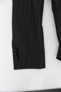 Thumbnail for Chic Gray Striped Wool Blazer Jacket