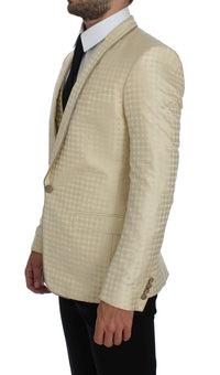 Thumbnail for Sophisticated Beige Polka Dotted Blazer & Vest