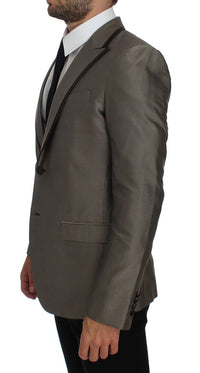 Thumbnail for Elegant Brown Silk Two-Button Slim Blazer