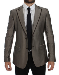 Thumbnail for Elegant Brown Silk Two-Button Slim Blazer