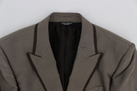 Thumbnail for Elegant Brown Silk Two-Button Slim Blazer