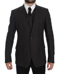 Thumbnail for Elegant Gray Linen Slim Fit Blazer and Vest