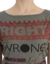 Thumbnail for Gray print capsleeve t-shirt