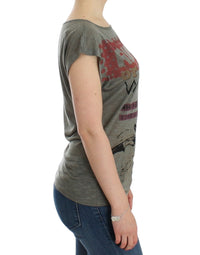 Thumbnail for Gray print capsleeve t-shirt