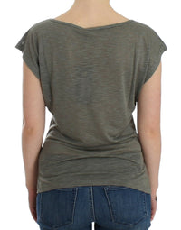 Thumbnail for Gray print capsleeve t-shirt
