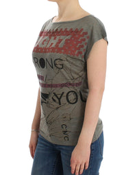 Thumbnail for Gray print capsleeve t-shirt