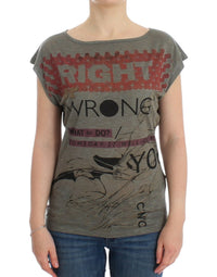 Thumbnail for Gray print capsleeve t-shirt