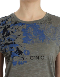 Thumbnail for Gray print sleeveless t-shirt
