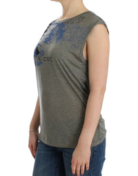 Thumbnail for Gray print sleeveless t-shirt