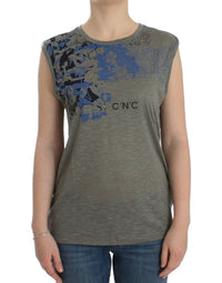 Thumbnail for Gray print sleeveless t-shirt