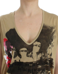 Thumbnail for Beige motive print t-shirt