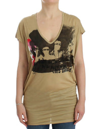 Thumbnail for Beige motive print t-shirt