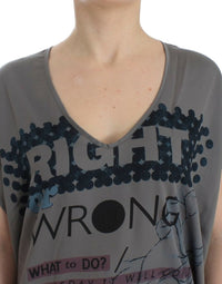 Thumbnail for Gray V-neck long t-shirt