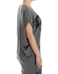 Thumbnail for Gray V-neck long t-shirt