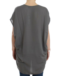 Thumbnail for Gray V-neck long t-shirt