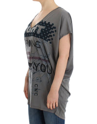 Thumbnail for Gray V-neck long t-shirt