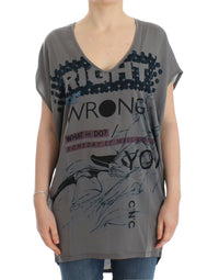Thumbnail for Gray V-neck long t-shirt