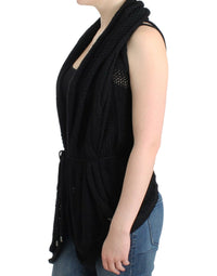 Thumbnail for Black sleeveless knitted cardigan