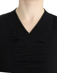 Thumbnail for Black V-neck wool sweater