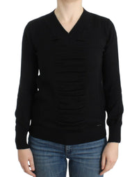 Thumbnail for Black V-neck wool sweater