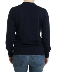 Thumbnail for Dark blue V-neck wool sweater