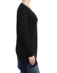 Thumbnail for Black V-neck lightweight sweater