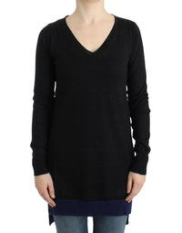 Thumbnail for Black V-neck lightweight sweater