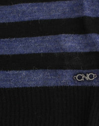 Thumbnail for Black striped V-neck sweater