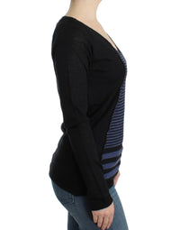 Thumbnail for Black striped V-neck sweater