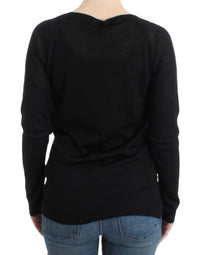 Thumbnail for Black striped V-neck sweater