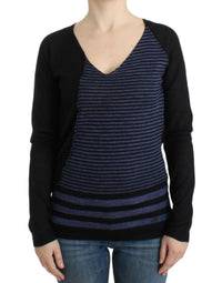 Thumbnail for Black striped V-neck sweater