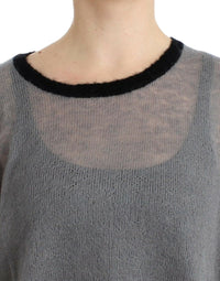 Thumbnail for Gray embellished asymmetric sweater