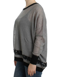 Thumbnail for Gray embellished asymmetric sweater