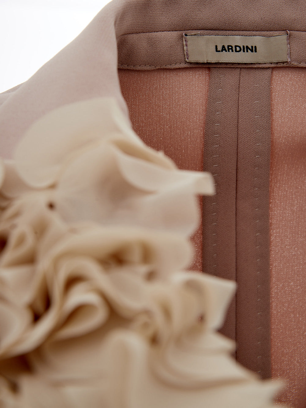 Elegant Light Pink Double Breasted Ruffle Jacket