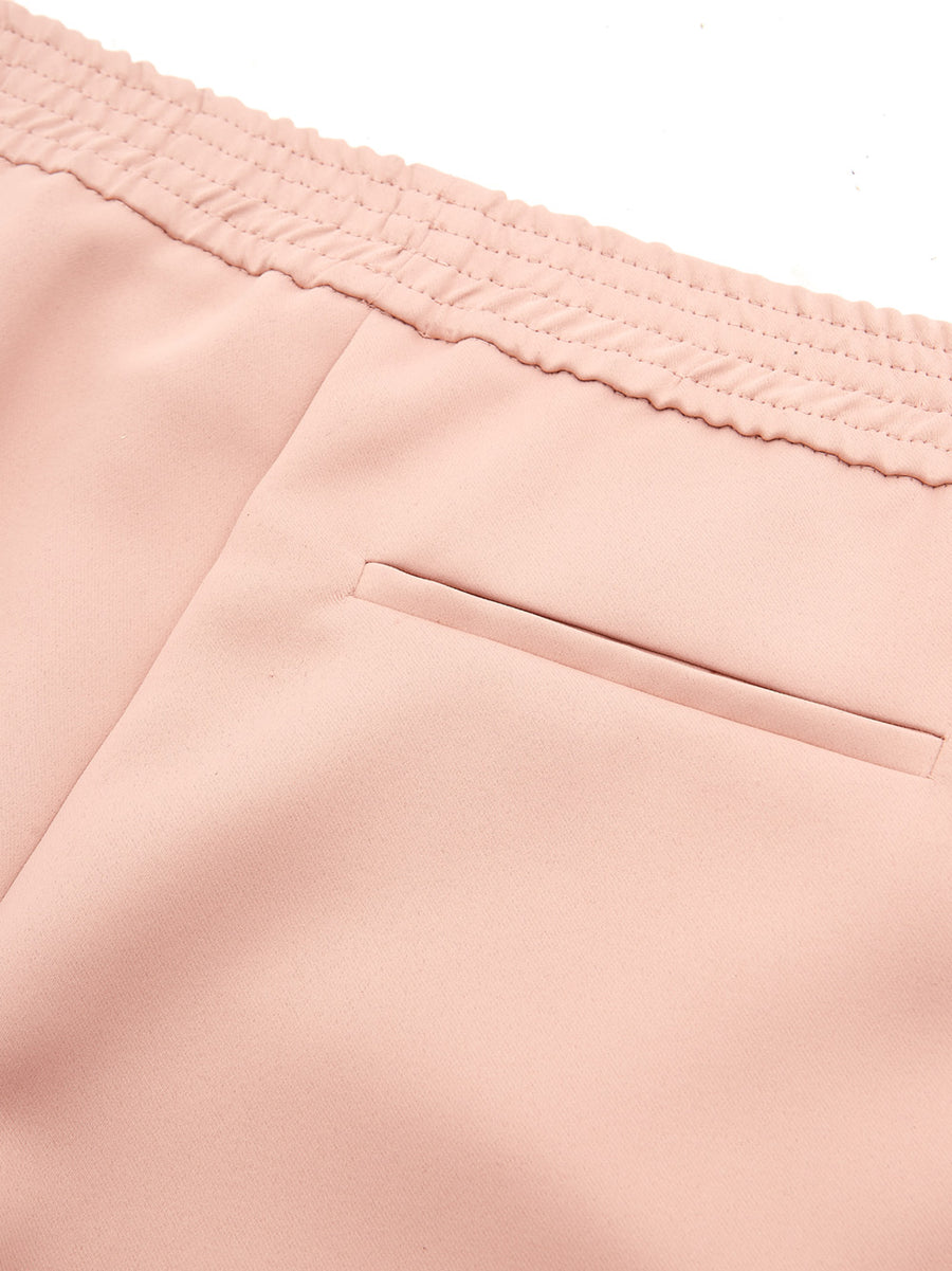 Elegant Pink Elastic Band Trousers