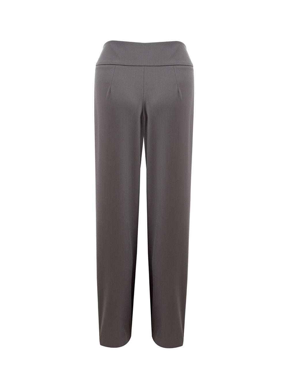 Elegant Grey Palazzo Wool Trousers