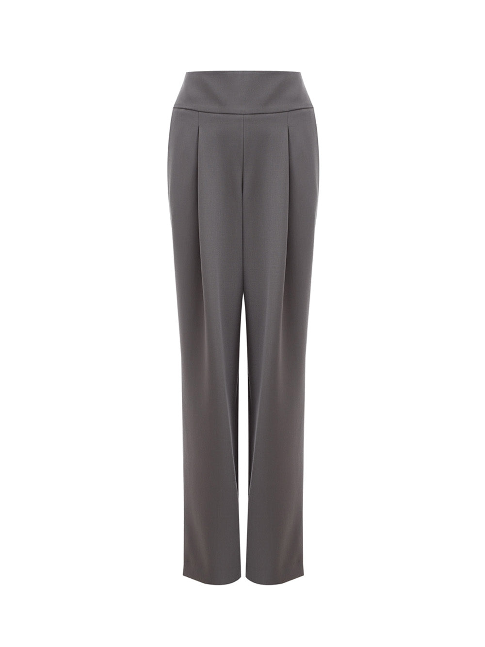 Elegant Grey Palazzo Wool Trousers