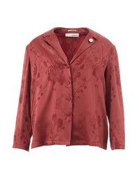 Thumbnail for Elegant Bordeaux Print Buttoned Shirt Top