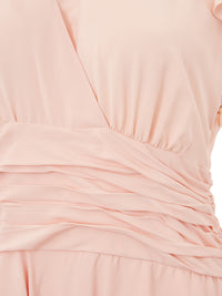 Thumbnail for Elegant Pink Ruffled V-Neck Dress