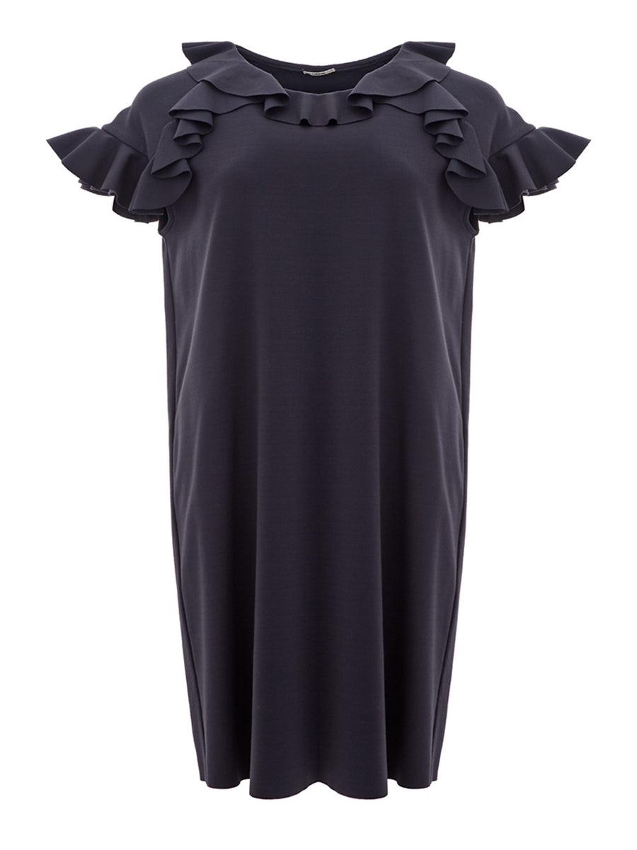 Elegant Blue Pencil Skirt with Ruffle Detail