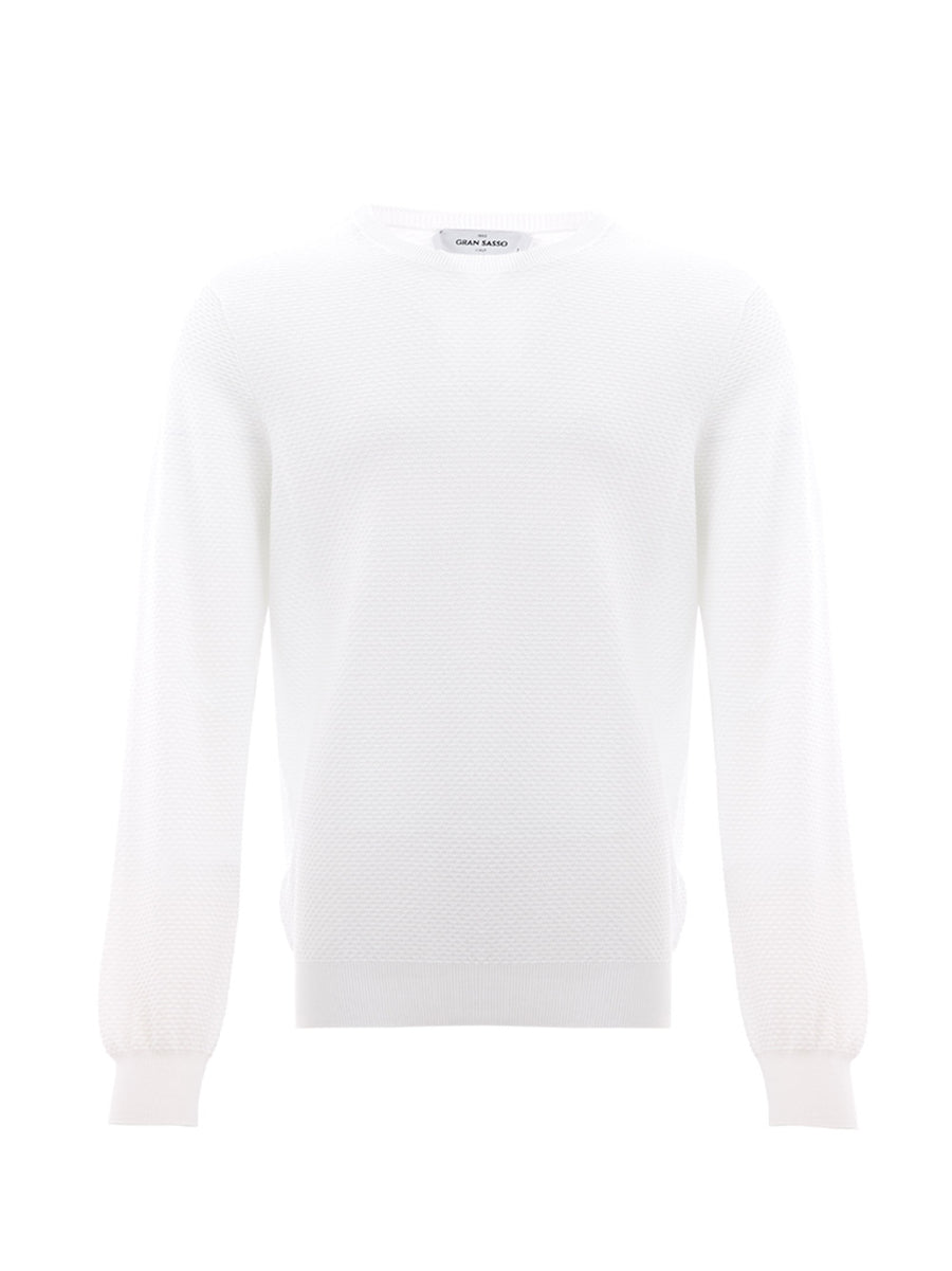 Elegant White Cotton Jumper for Men