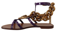 Thumbnail for Purple Leather Devotion Flats Sandals Shoes