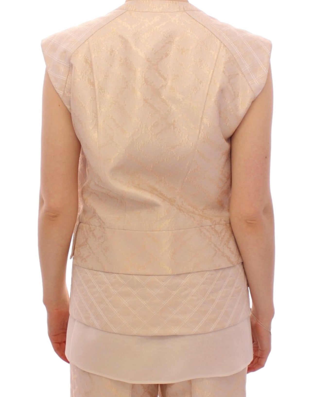 Beige brocade sleeveless jacket