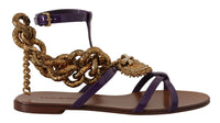 Thumbnail for Purple Leather Devotion Flats Sandals Shoes