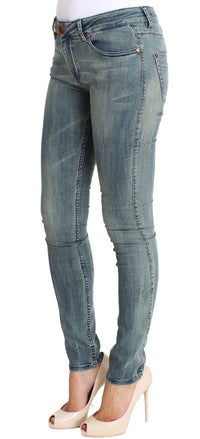Thumbnail for Blue Wash Cotton Stretch Skinny Slim Tight Fit Jeans