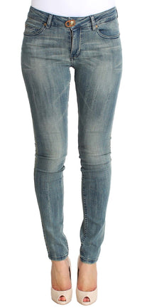 Thumbnail for Blue Wash Cotton Stretch Skinny Slim Tight Fit Jeans