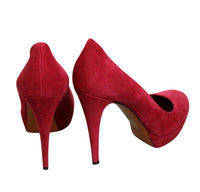 Thumbnail for Women's Raspberry Suede Platform Pump Shoes