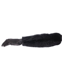 Thumbnail for Black Beaver Fur Lambskin Leather Elbow Gloves